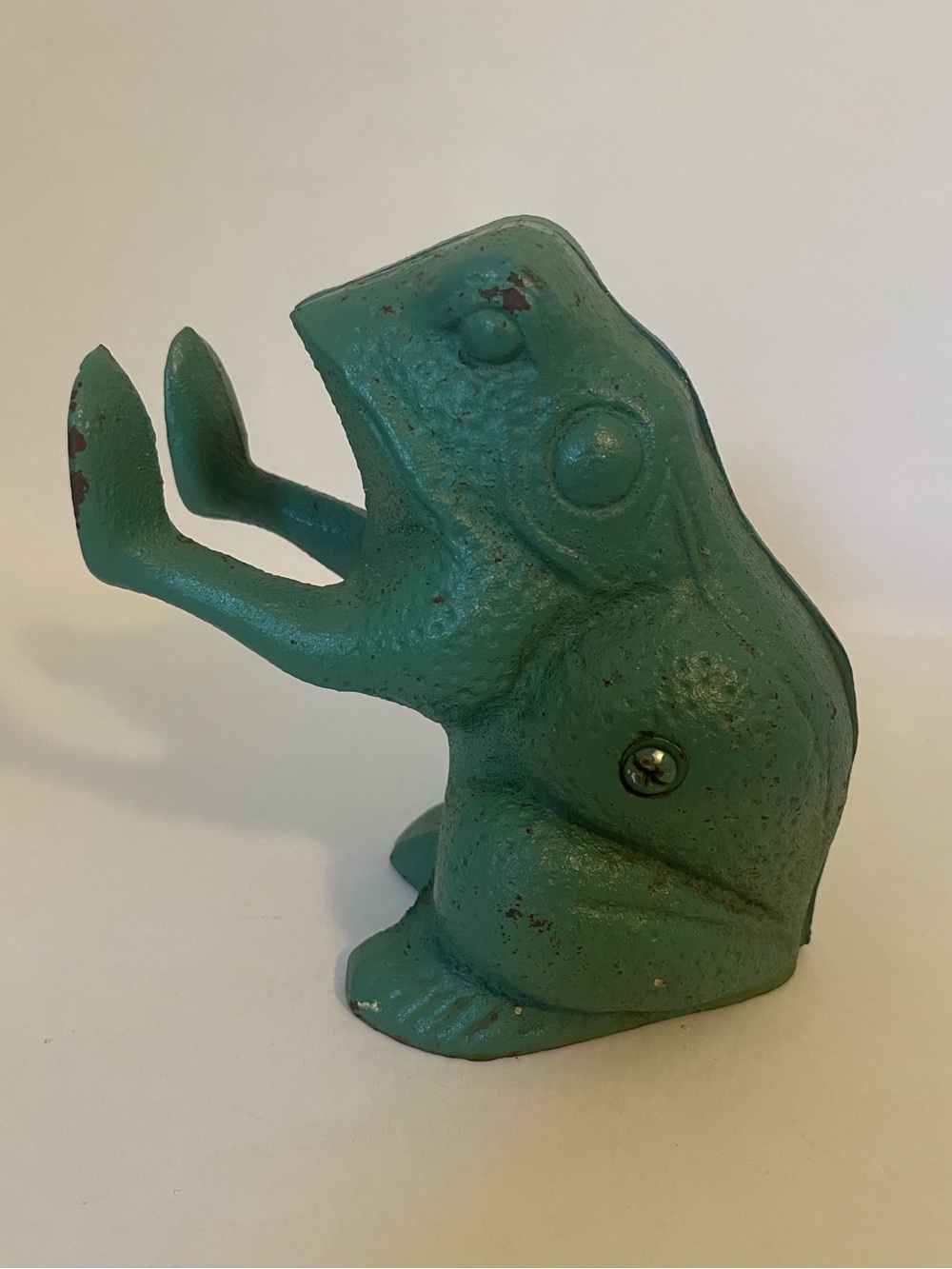 Vintage Cast Iron Frog Door Stop Book End Green